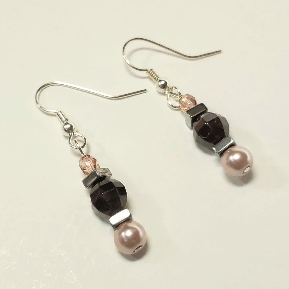 3/$15 Garnet and Blush Faux Pearl Earrings